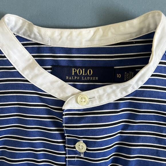 Polo Ralph Lauren Stripe Cobalt Blue Tunic Cotton Shirt Dress - Picture 4 of 5